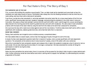 For Facilitators Only The Story of Day 1