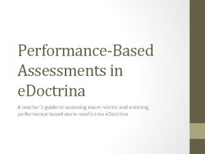 PerformanceBased Assessments in e Doctrina A teachers guide