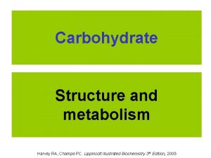 Carbohydrate Structure and metabolism Harvey RA Champe PC