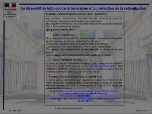 Le dispositif de lutte contre le terrorisme et