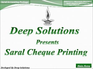 Saral Accounting Package Devloped By Deep Solutions 9898053777