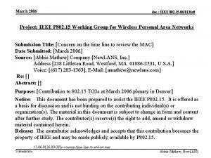 March 2006 doc IEEE 802 15 060136 r