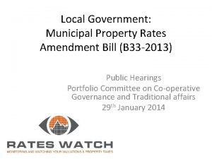 Local Government Municipal Property Rates Amendment Bill B