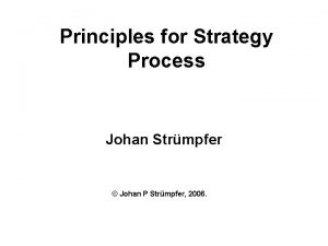 Principles for Strategy Process Johan Strmpfer Johan P