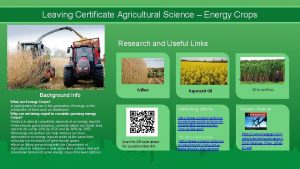 Leaving Certificate Agricultural Science Energy Crops Research and