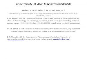Acute Toxicity of Alum to Newzealand Rabbits Medani