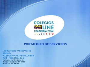 PORTAFOLIO DE SERVICIOS JOHN FREDY AVENDAO M Gerente