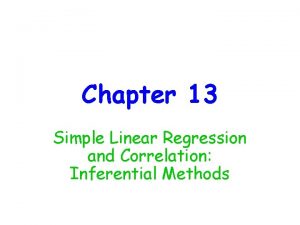 Chapter 13 Simple Linear Regression and Correlation Inferential