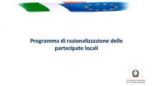 Programma di razionalizzazione delle partecipate locali Mandato Articolo