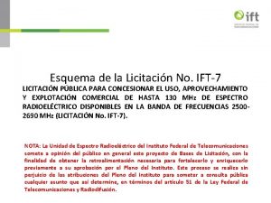 Esquema de la Licitacin No IFT7 LICITACIN PBLICA