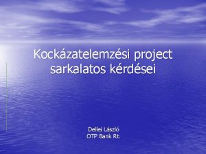 Kockzatelemzsi project sarkalatos krdsei Dellei Lszl OTP Bank