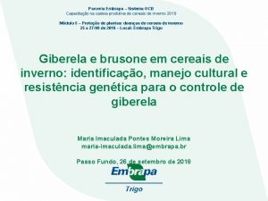 Parceria Embrapa Sistema OCB Capacitao na cadeia produtiva