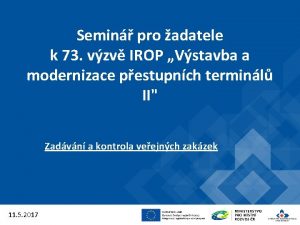 Semin pro adatele k 73 vzv IROP Vstavba