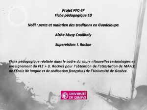 Projet PFCEF Fiche pdagogique 10 Nol perte et