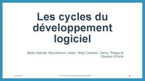 Les cycles du dveloppement logiciel Bailly Gabriel Bacchiocchi