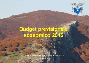 Budget previsionale economico 2016 COMITATO CENTRALE DI INDIRIZZO