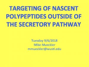 TARGETING OF NASCENT POLYPEPTIDES OUTSIDE OF THE SECRETORY