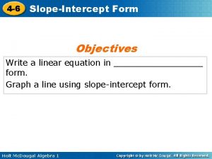 Lesson 4-6 slope intercept form answer key