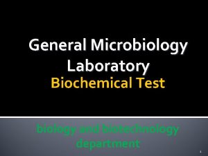 General Microbiology Laboratory Biochemical Test biology and biotechnology