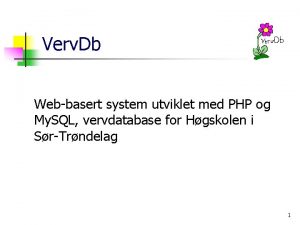 Verv Db Webbasert system utviklet med PHP og