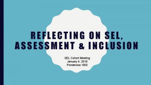 REFLECTING ON SEL ASSESSMENT INCLUSION SEL Cohort Meeting