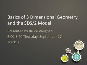 Basics of 3 Dimensional Geometry and the SDS2