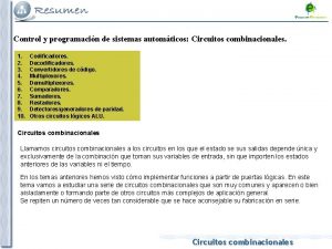 Control y programacin de sistemas automticos Circuitos combinacionales