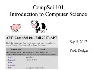 Comp Sci 101 Introduction to Computer Science Sep