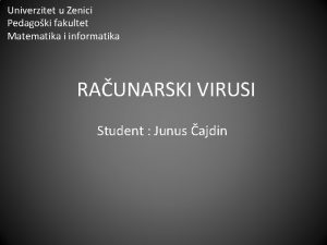 Univerzitet u Zenici Pedagoki fakultet Matematika i informatika