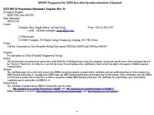 MIMO Supports for IEEE 802 16 m Synchronization
