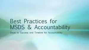 Best Practices for MSDS Accountability Steps to Success