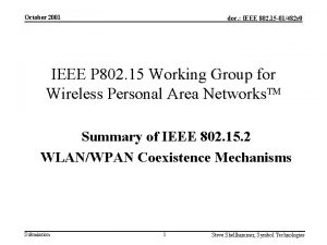 October 2001 doc IEEE 802 15 01482 r