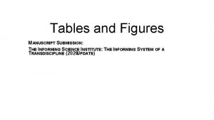 Tables and Figures MANUSCRIPT SUBMISSION THE INFORMING SCIENCE