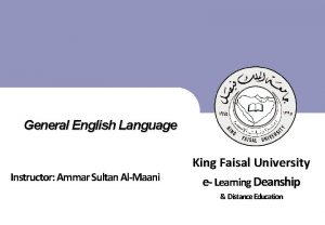 General English Language King Faisal University e Learning