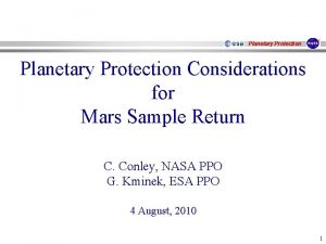 Planetary Protection Considerations for Mars Sample Return C Planetary Protection Considerations for Mars Sample Return C