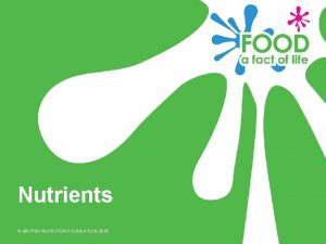 Nutrients BRITISH NUTRITION FOUNDATION 2016 Nutrients Food contains