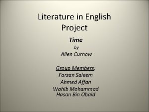 Literature in English Project Time by Allen Curnow
