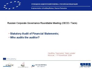 Russian Corporate Governance Roundtable Meeting OECD Tacis Statutory