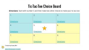 Tic tac toe choice board