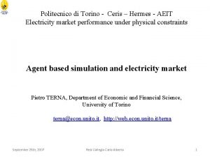 Politecnico di Torino Ceris Hermes AEIT Electricity market