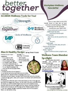 Workplace Wellness Newsletter March 2019 SCCMHA Wellness Tools