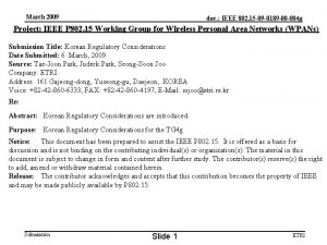 March 2009 doc IEEE 802 15 09 0189