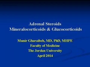 Adrenal Steroids Mineralocorticoids Glucocorticoids Munir Gharaibeh MD Ph