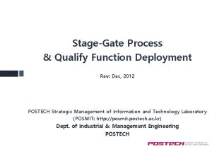 StageGate Process Qualify Function Deployment Rev Dec 2012