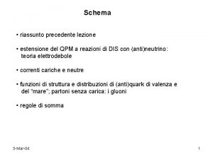 Schema riassunto precedente lezione estensione del QPM a