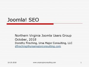 Joomla SEO Northern Virginia Joomla Users Group October