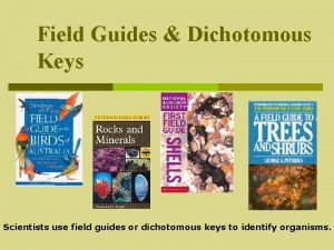 Field Guides Dichotomous Keys Scientists use field guides