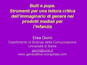 Bulli e pupe Strumenti per una lettura critica