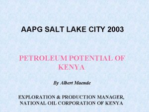 AAPG SALT LAKE CITY 2003 PETROLEUM POTENTIAL OF