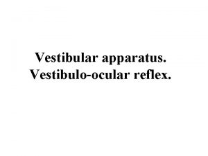 Vestibular apparatus Vestibuloocular reflex FUNCTIONS OF THE VESTIBULAR